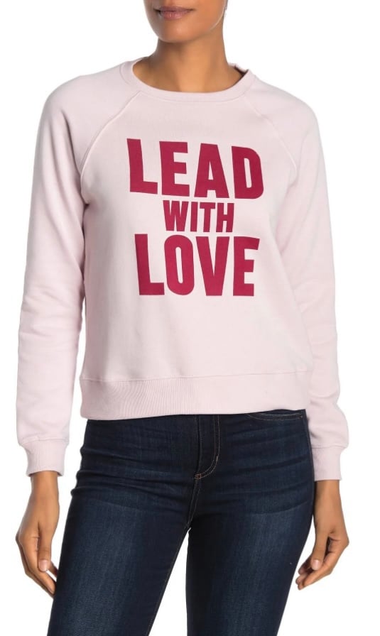 REBECCA MINKOFF “LEAD WITH LOVE” PINK/RED SWEATSHIRT SIZE XS