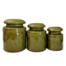 Vtg MCM 1969 LA Los Angeles Potteries Mushroom Canisters Set of 3 Rare Green HTF