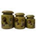 Vtg MCM 1969 LA Los Angeles Potteries Mushroom Canisters Set of 3 Rare Green HTF