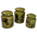 Vtg MCM 1969 LA Los Angeles Potteries Mushroom Canisters Set of 3 Rare Green HTF