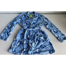 Disney Stitch Poses Fleece Blue Robe Belt Pockets Soft Women’s Sz M NEW