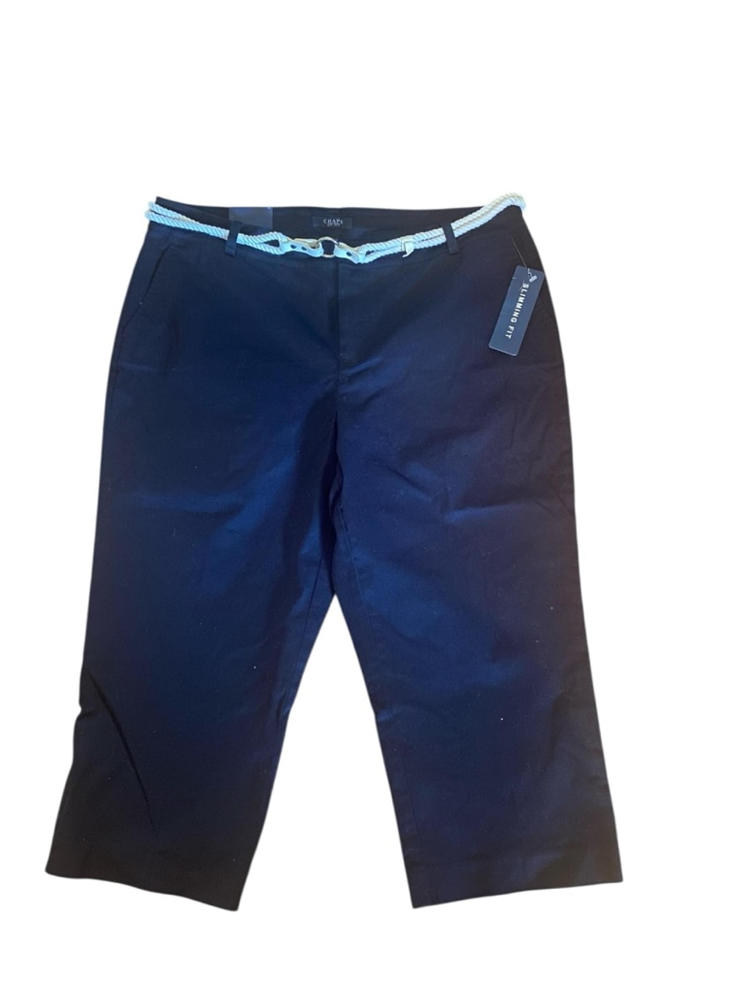 Women’s Blue Chaps Capri Pants Size 16W Stretch Slim NWT