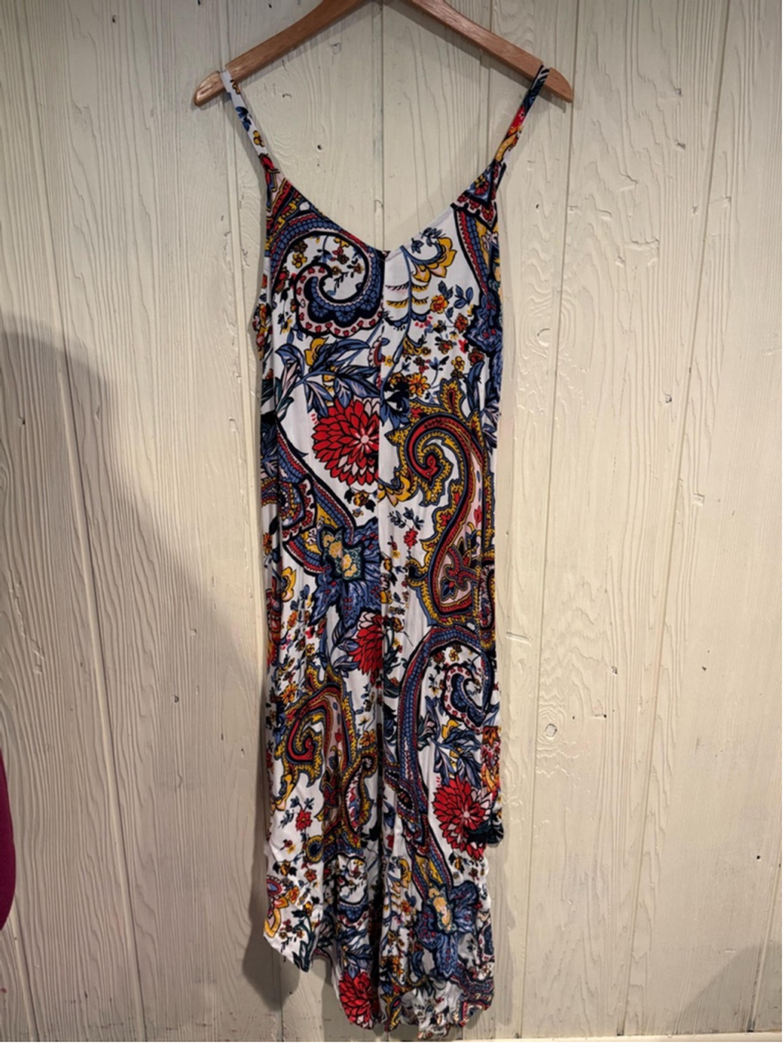MSK Asymmetrical Paisley Jumpsuit, Size Lm