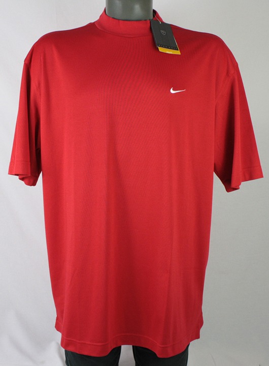 Deadstock NWT Vintage Nike Mock Neck Red Dri-Fit Shirt Mens XL tiger woods era