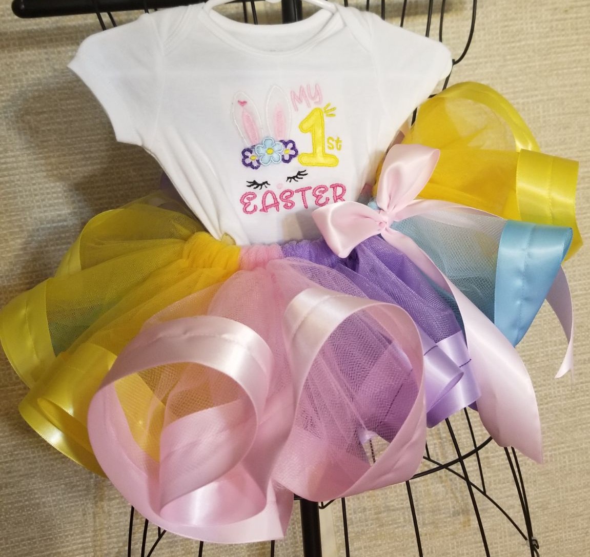 'My First Easter' Satin Ribbon Tutu Set