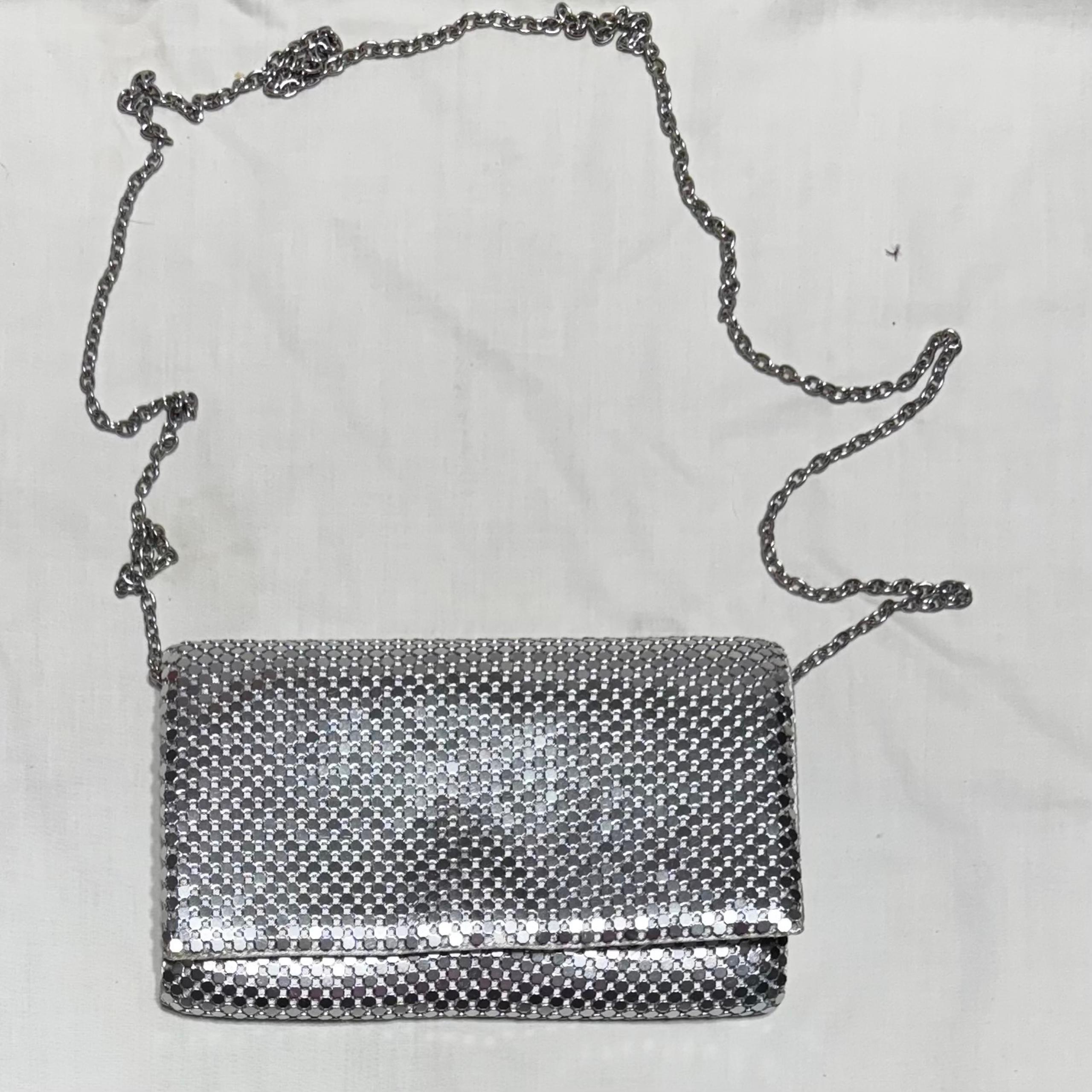 EEUC Vintage Silver Metal Mesh Evening Bag Gunne Sax Jessica McClintock