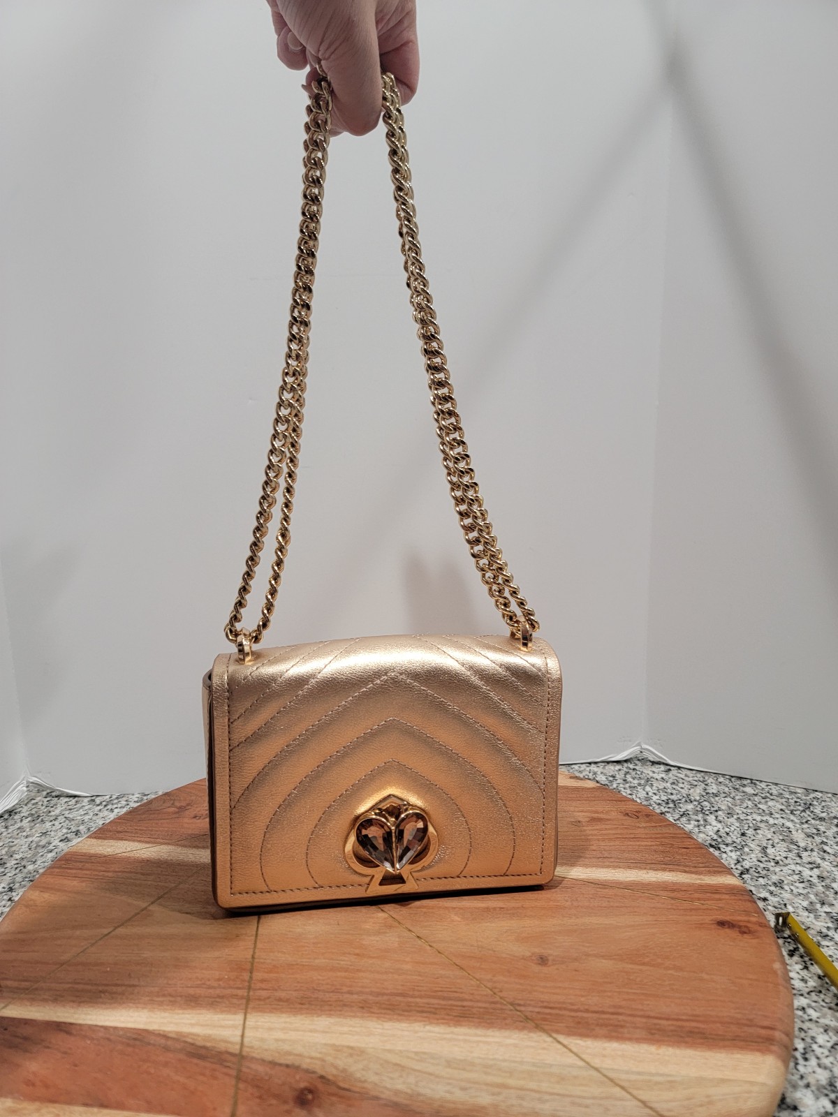 Kate Amelia Jeweled Twistlock Small Convertible Chain Shoulder Bag