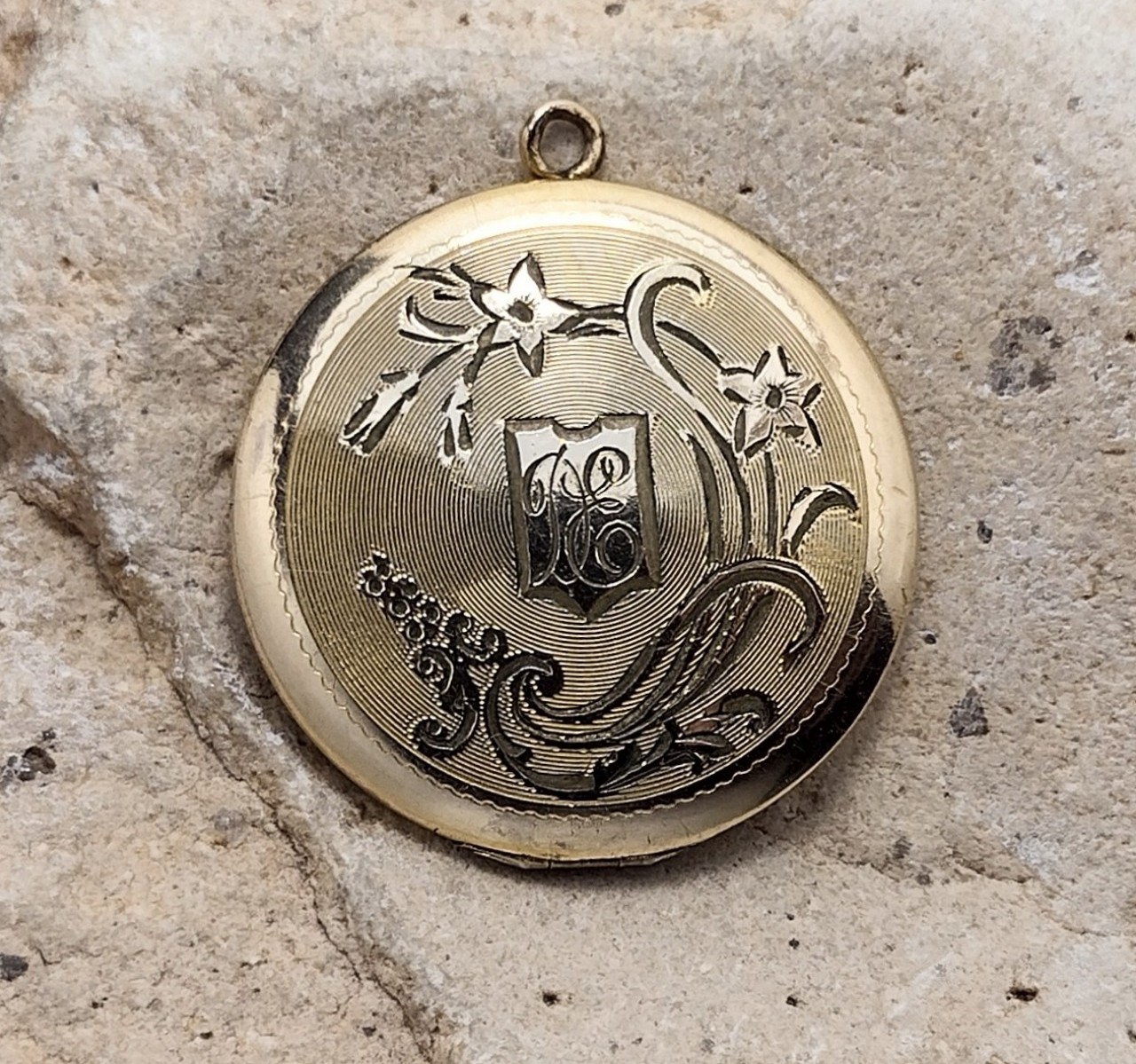 Vintage Gold Filled Monogram Engraved Locket Pendant
