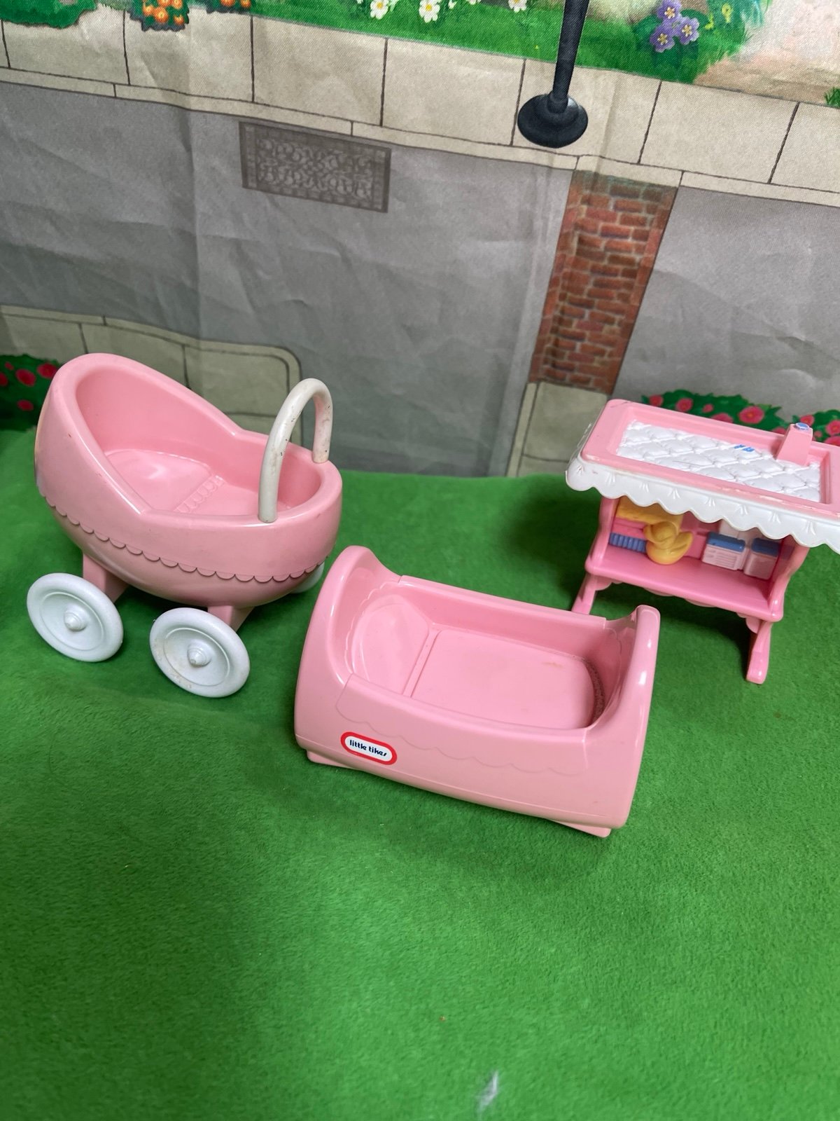 Little tikes nursery set changing table stroller cradle VERY PINK doll toys