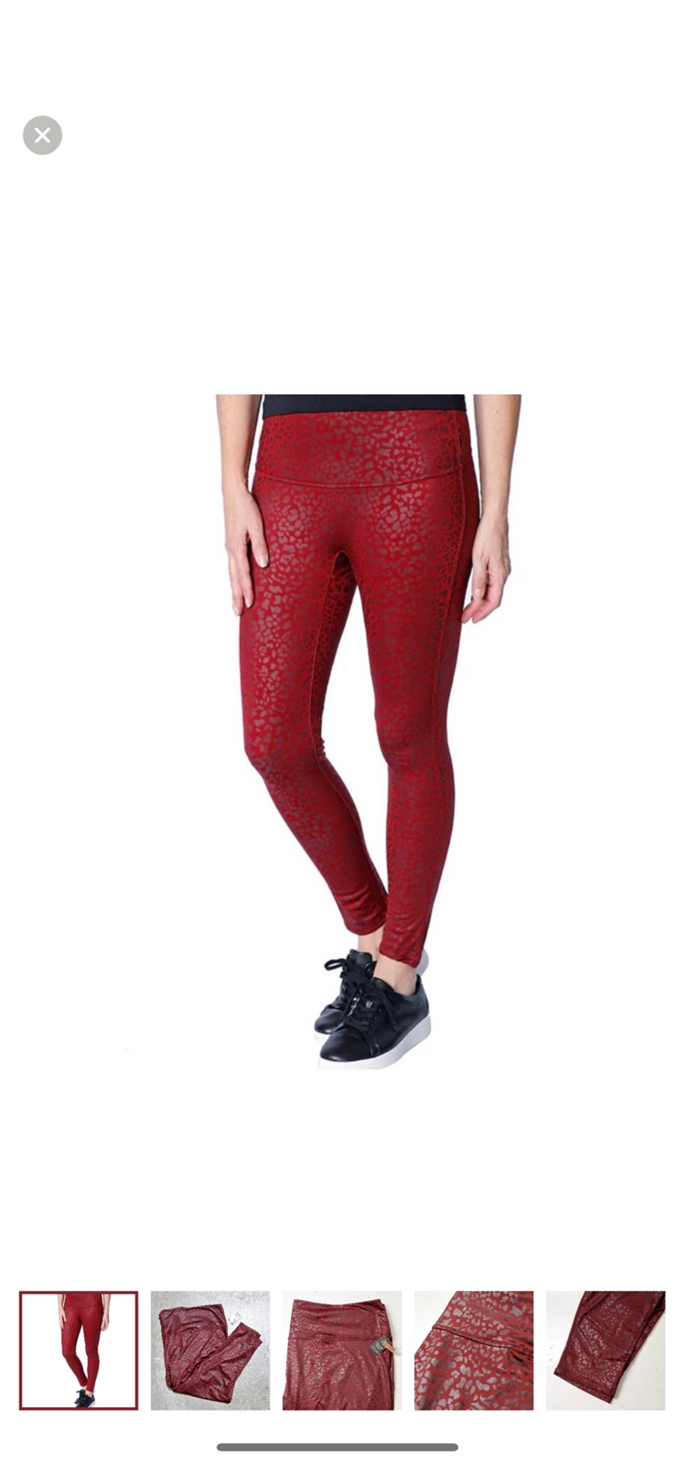 NEW! Slim & Sleek Animal Printed Coated Legging, Red Wine Leopard - 5x PETITE