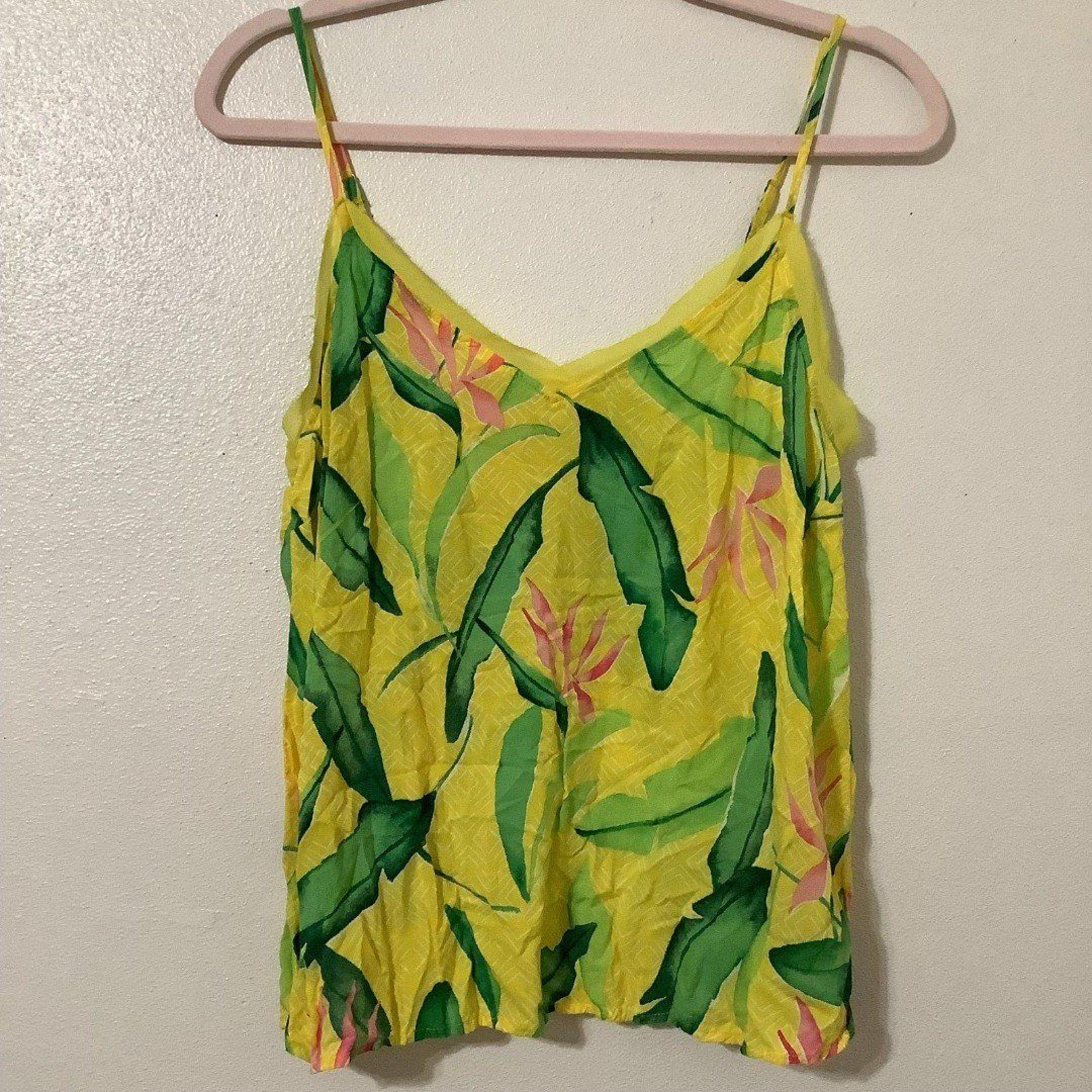 A New Day Y2K Style Yellow Coastal Tropical Boho Hippie Camisole Size Medium