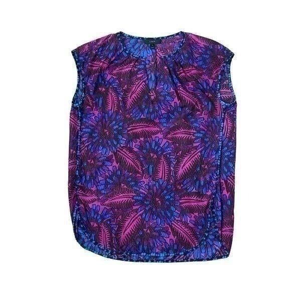 J. Crew Midnight Floral Cocoon Top C4260 Size 2 Magenta Blue Purple