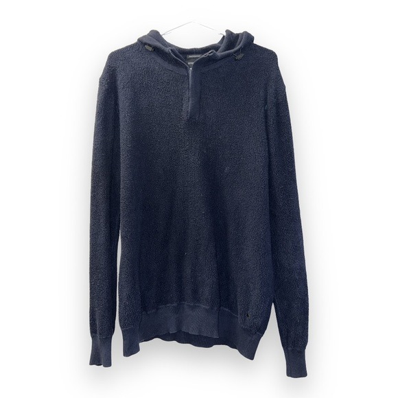 Men's Strellson Navy Blue Long Sleeve Pullover Hooded Sweater size large