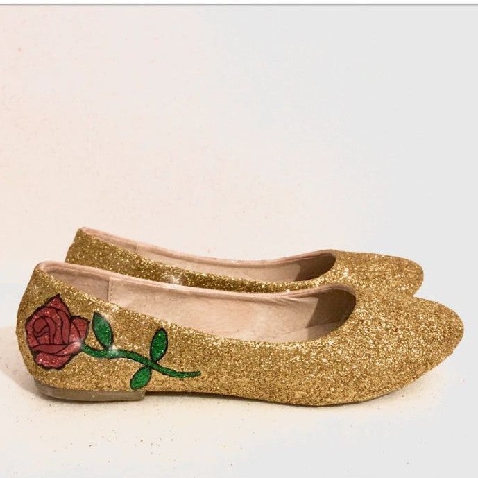 Beauty and the Beast Rose gold flats
