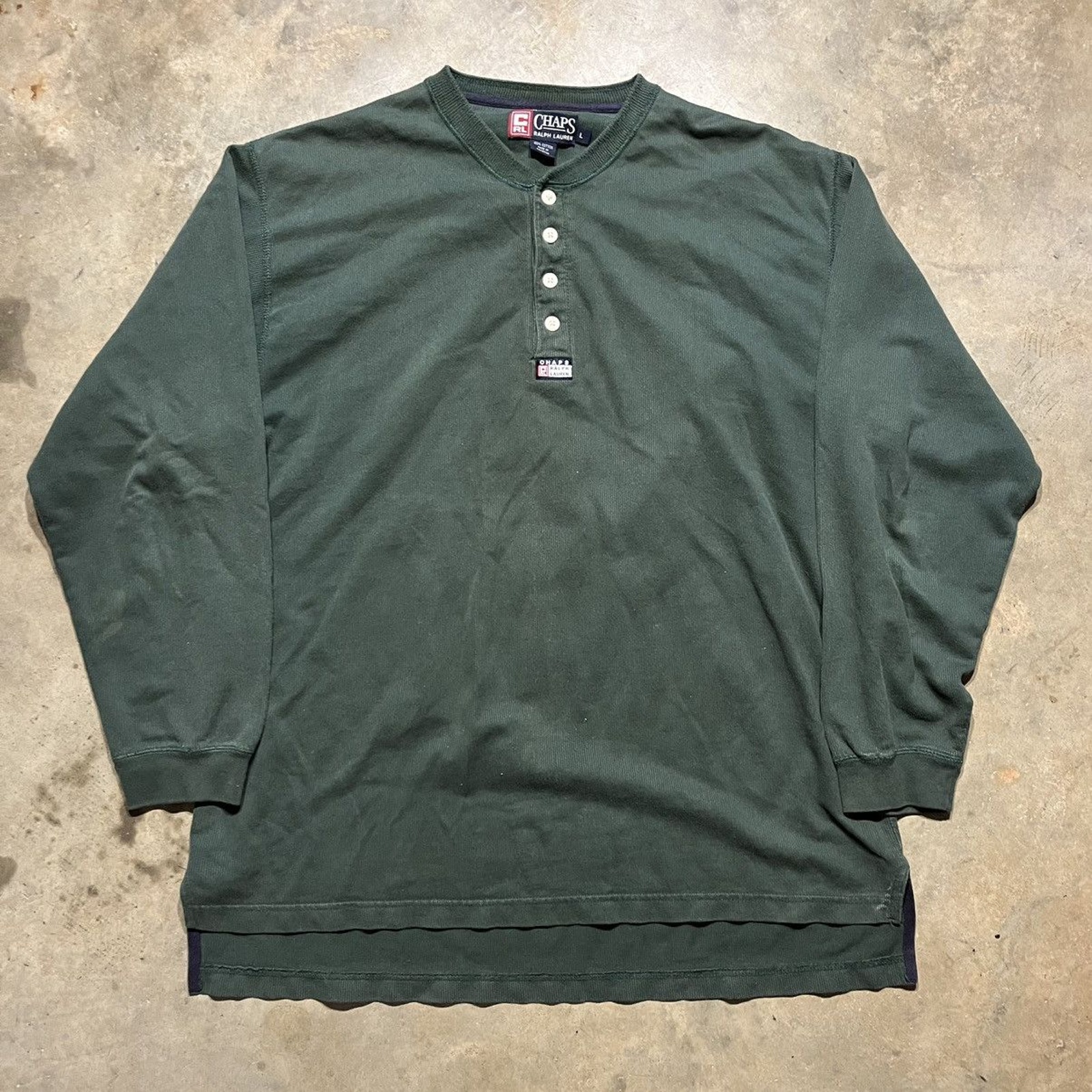 Vintage 90s Chaps Ralph Lauren Green Henley Shirt
