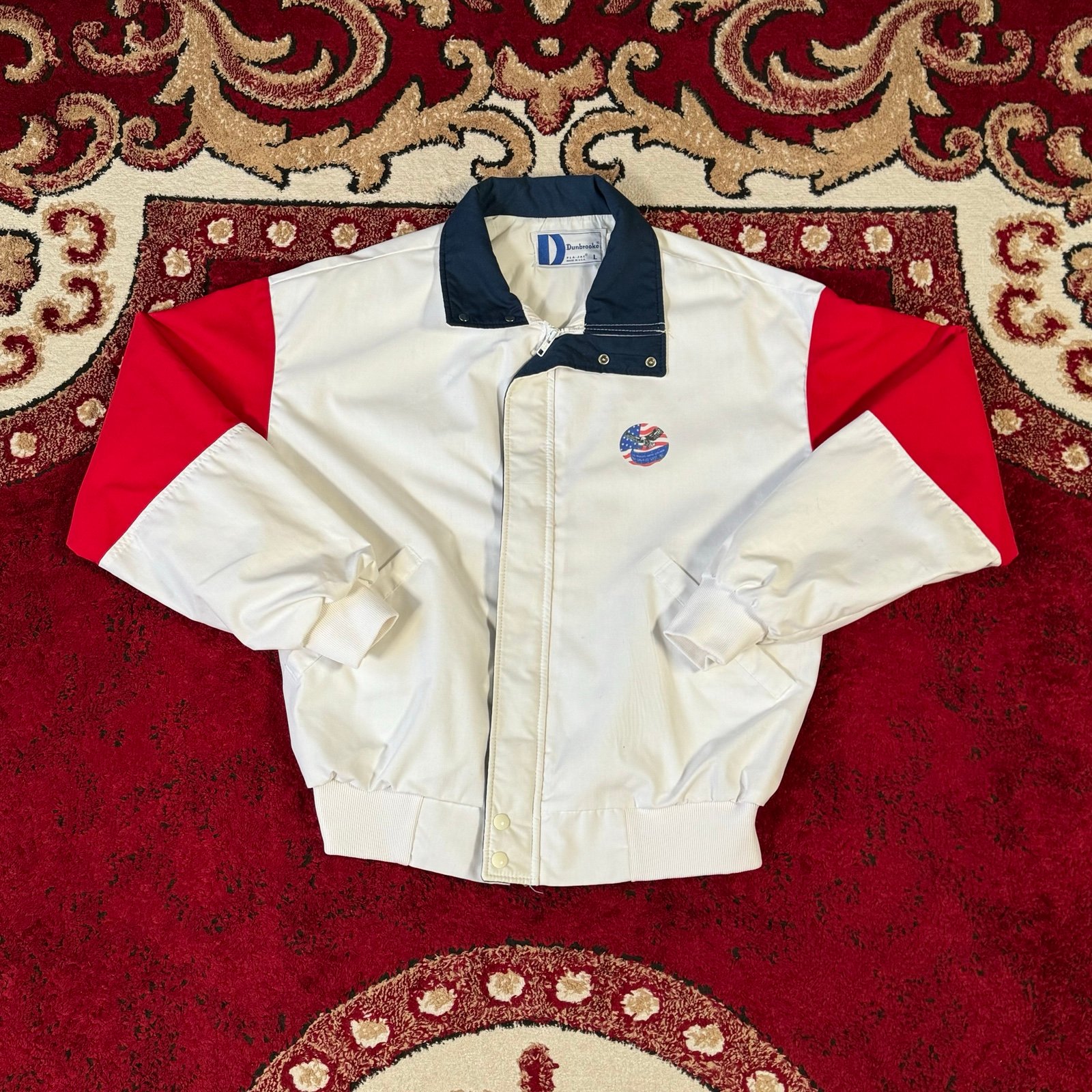 Vintage Dunbrooke Concorde Canvas Bomber Lightweight Jacket Size L Made in USA