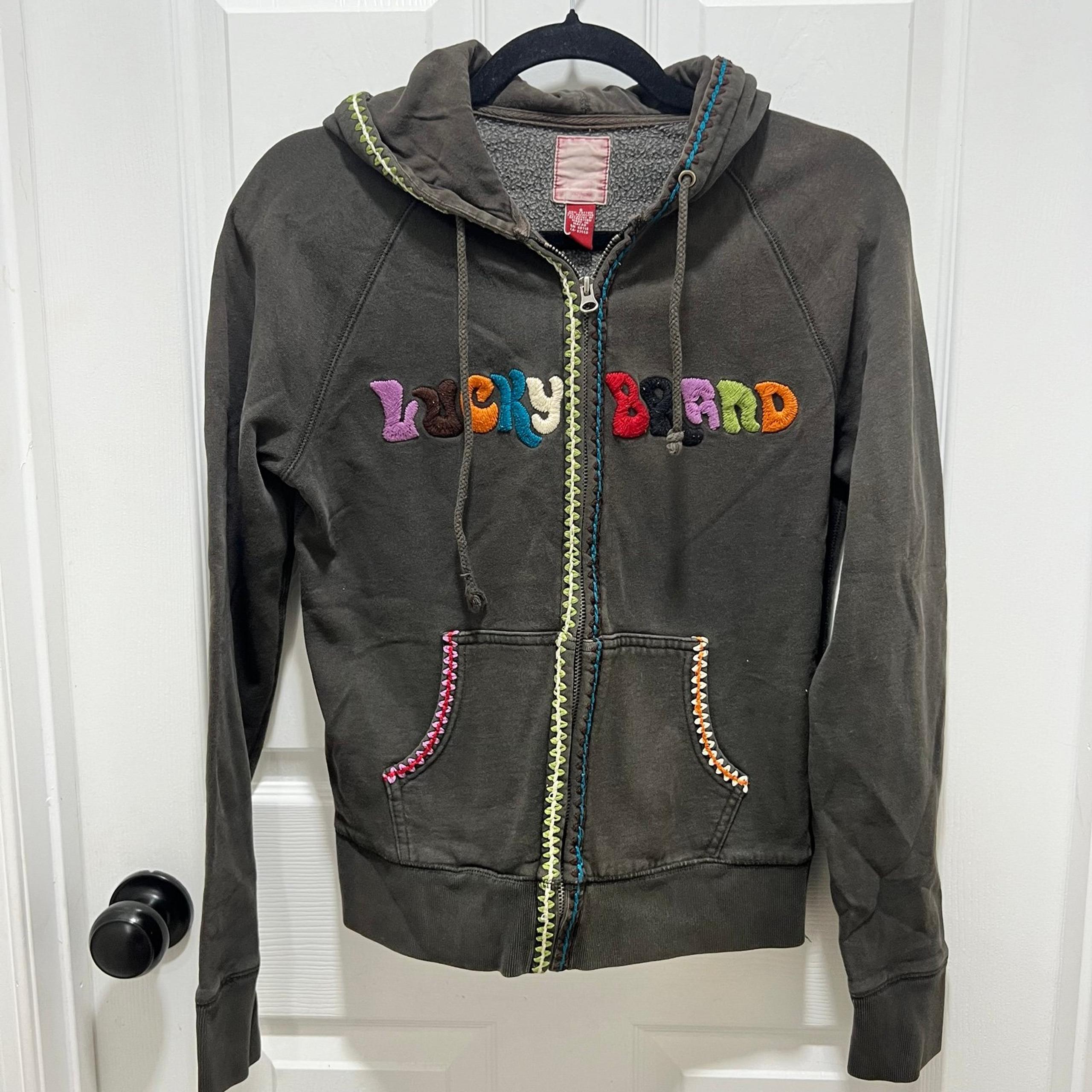 Lucky Brand Women’s Y2K Vibes Zip Up Hooded Jacket Hoodie size S