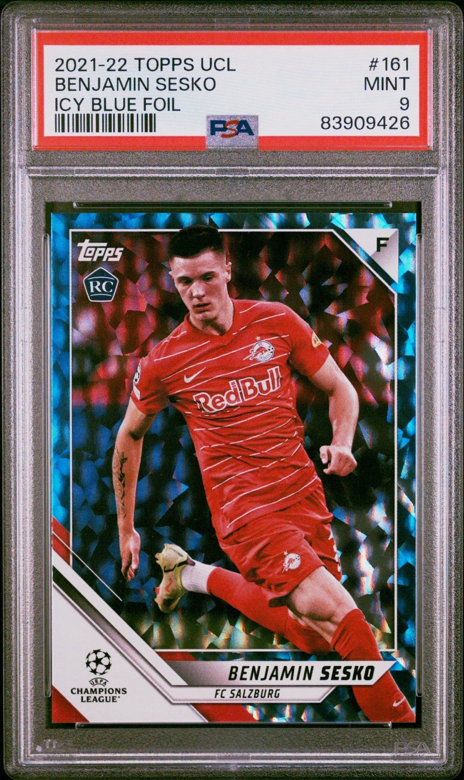 2021-22 UEFA Champions League Icy Blue Foil #161 Benjamin Sesko /99 PSA 9