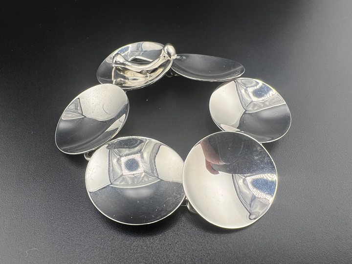 RLM STUDIO ROBERT LEE MORRIS STERLING SILVER 925 CIRCLE ROUND DISC BRACELET 7.5 