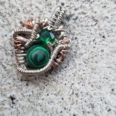 Malachite sterling silver wire wrapped pendant
