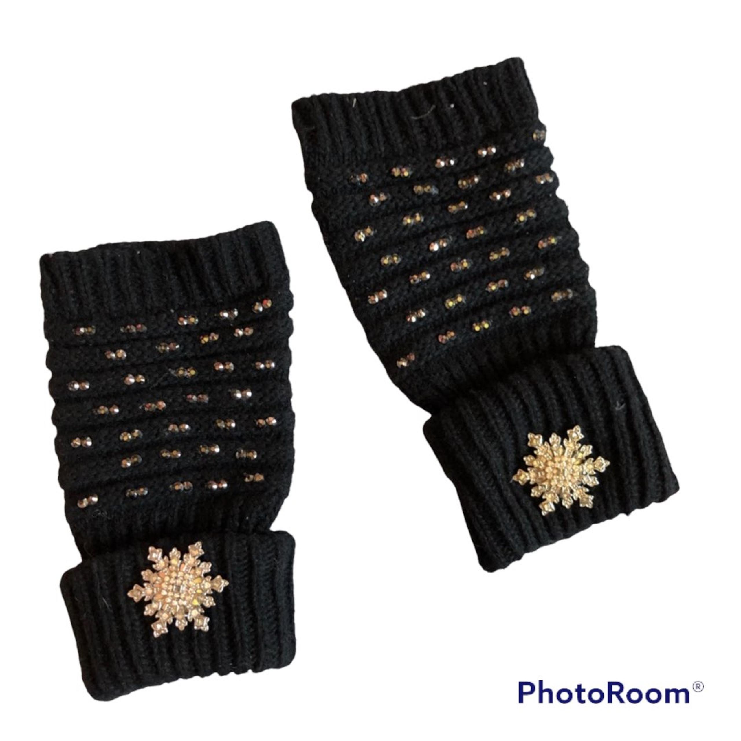 Forever 21 Black Knit Fingerless Y2K Grunge Winter Coquette Mitten Gloves