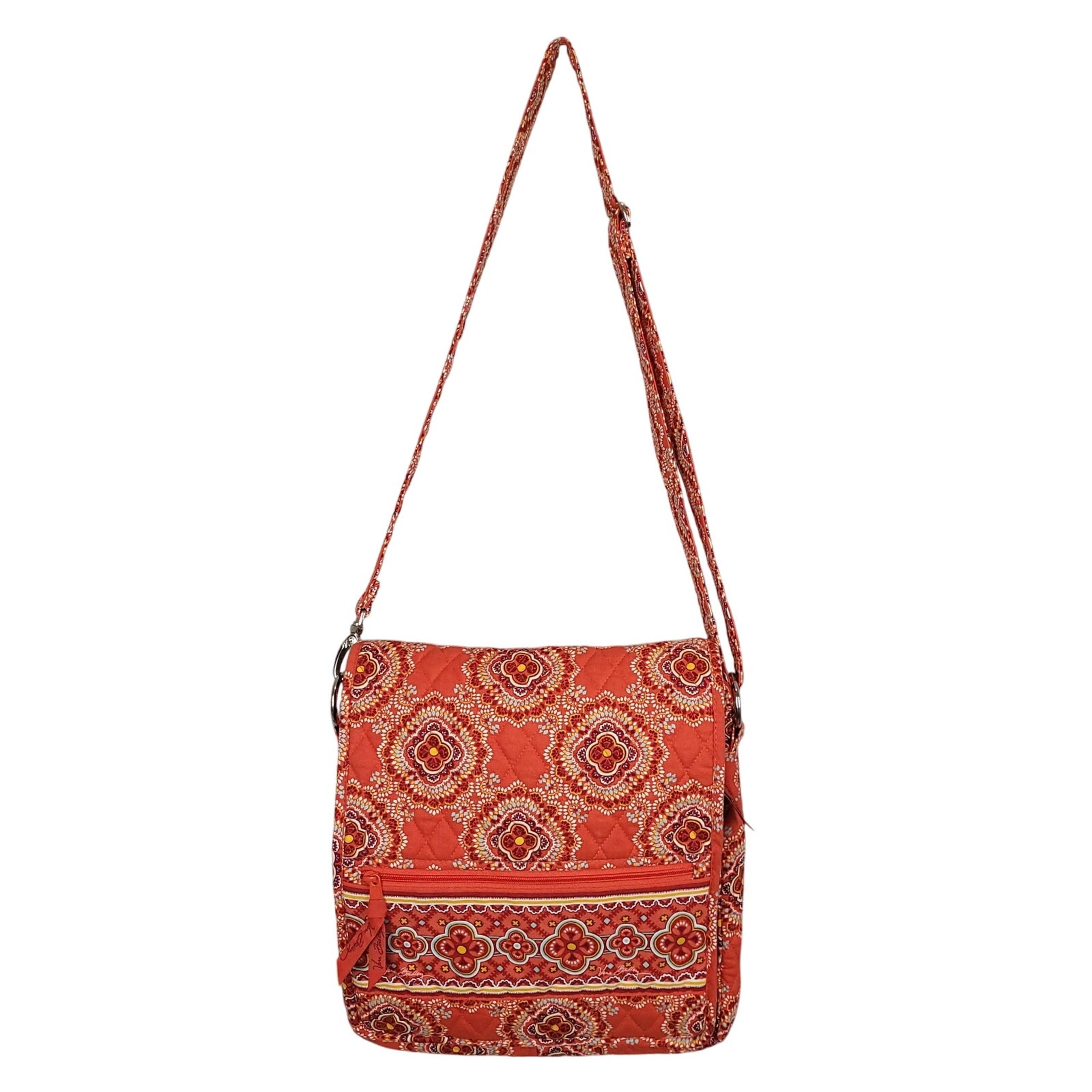 Vera Bradley Retired Red Orange Paprika Crossbody Hipster Mailbag Purse 12"x13"