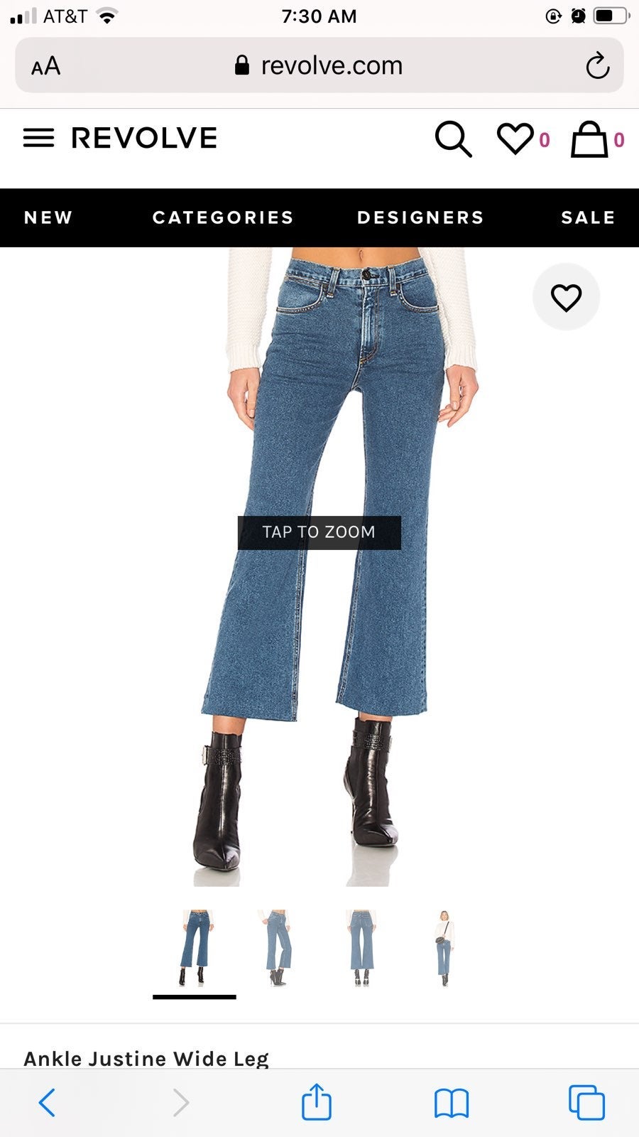Rag&bone ankle Justine wide leg jeans