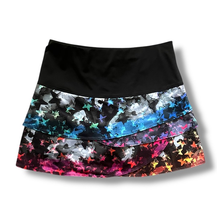 Lucky In Love Black Tiered Star Tennis Skirt Women’s Size Small Pickleball Golf