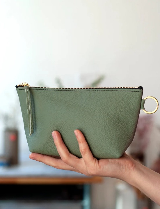 Personalized Makeup Case Leather Clutch