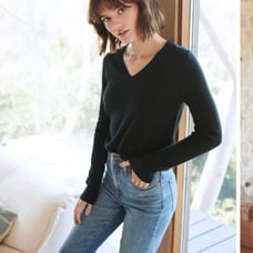 Quince Mongolian Cashmere V-Neck black M