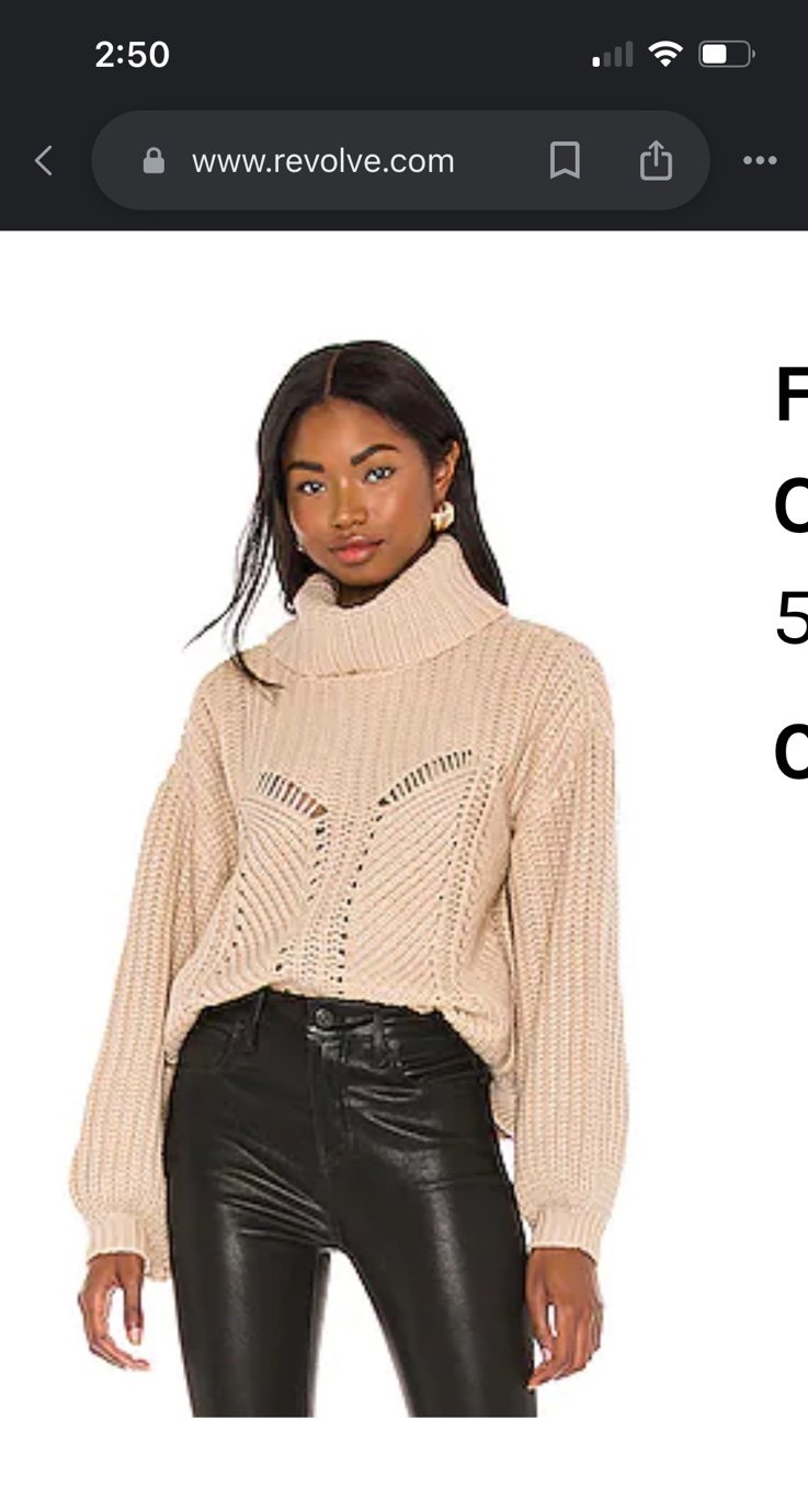 NWT 525 Chunky Knit Ballon Sleeve Cowl Neck Sweater