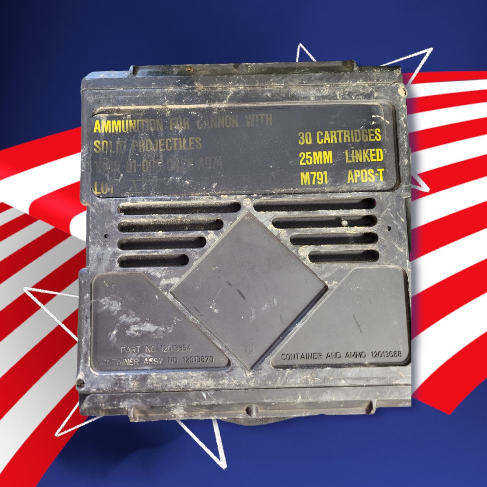 Vintage Cannon 25mm ammo box