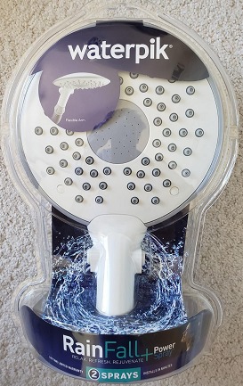 New Flexible Neck 2-Mode Rainfall Rain Shower Head, 1.8 GPM, White