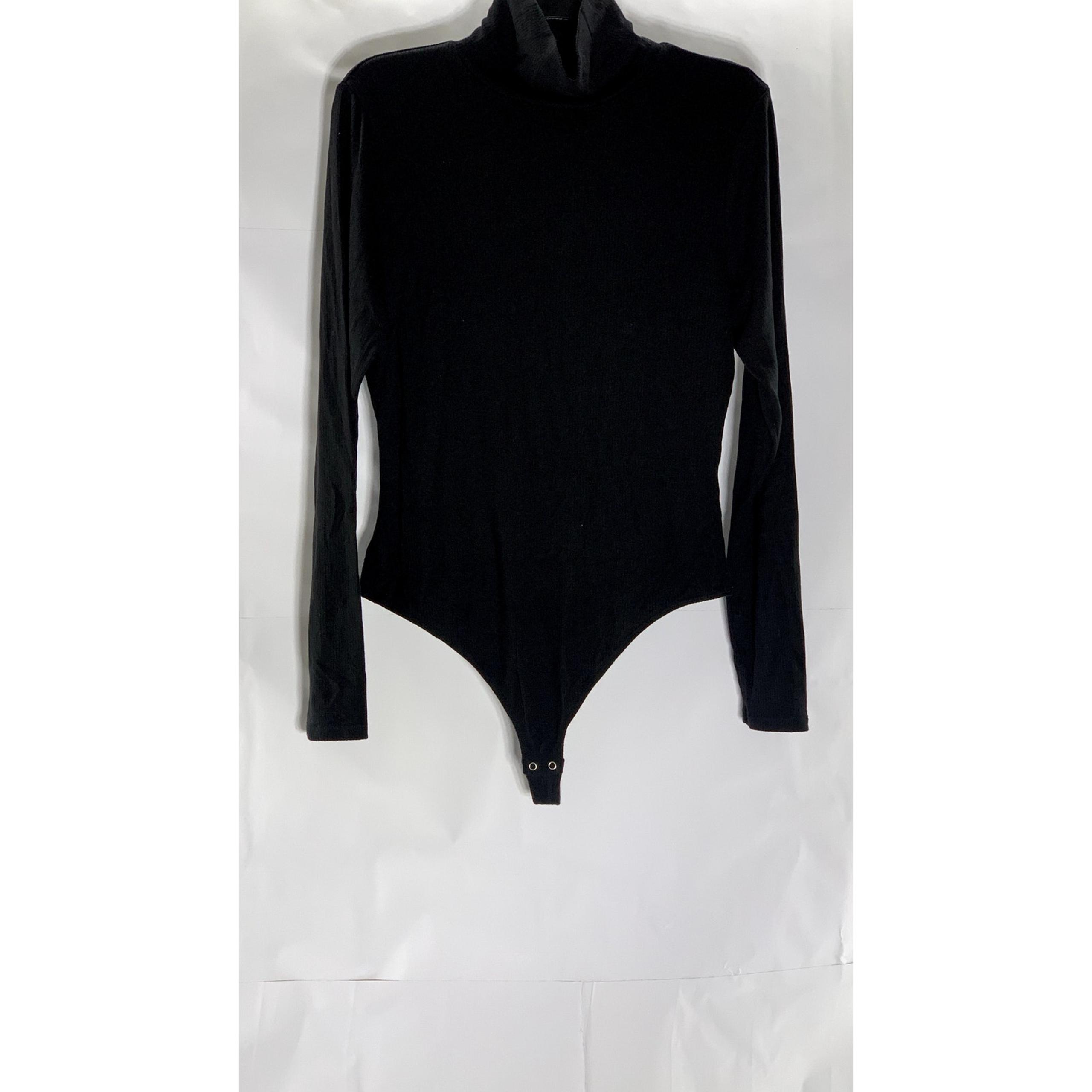 EVERLANE Women's Black Ribbed Super-Soft Long Sleeve Turtleneck Bodysuit SZ XL