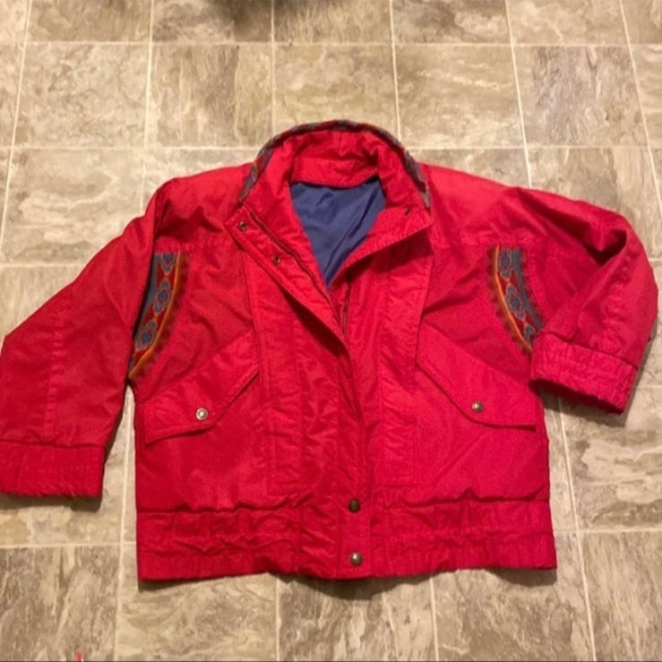 Vintage Ski Jacket Coat Aztec Print Sz M