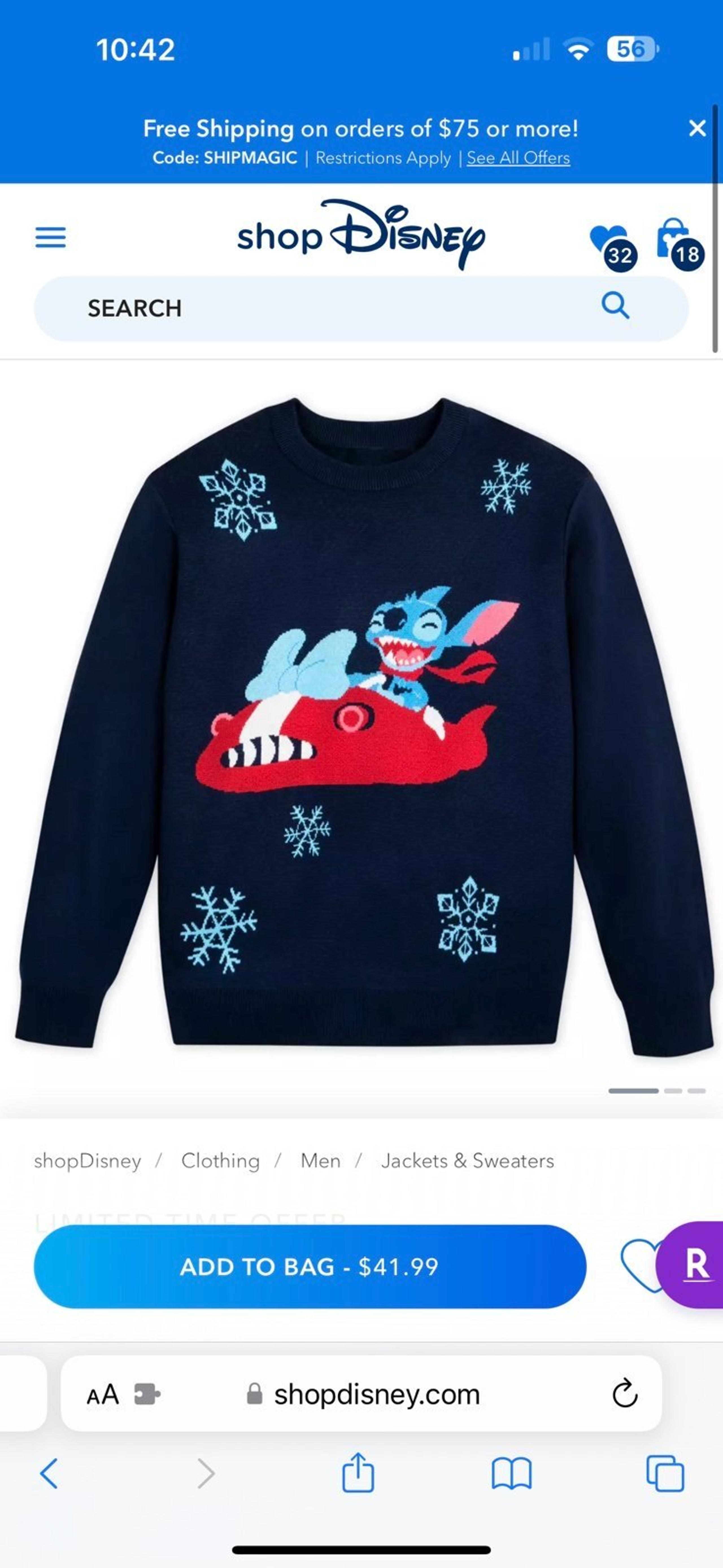 NWT- Disney Stitch Christmas Holiday Sweater- Men’s XXL