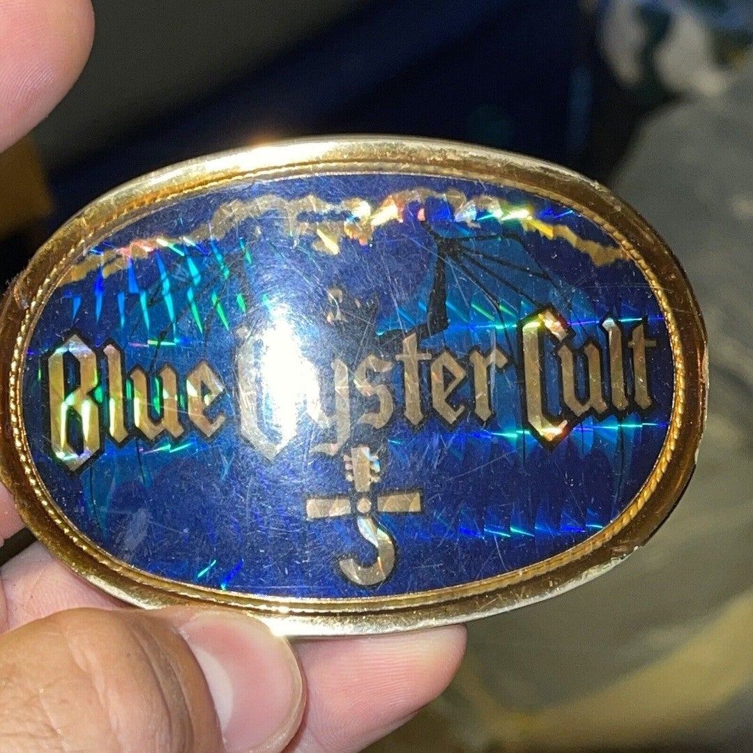 Vintage sales 1977 BLUE OYSTER CULT Band PACIFICA MFG HOLOGRAPHIC Prism BELT Buckle