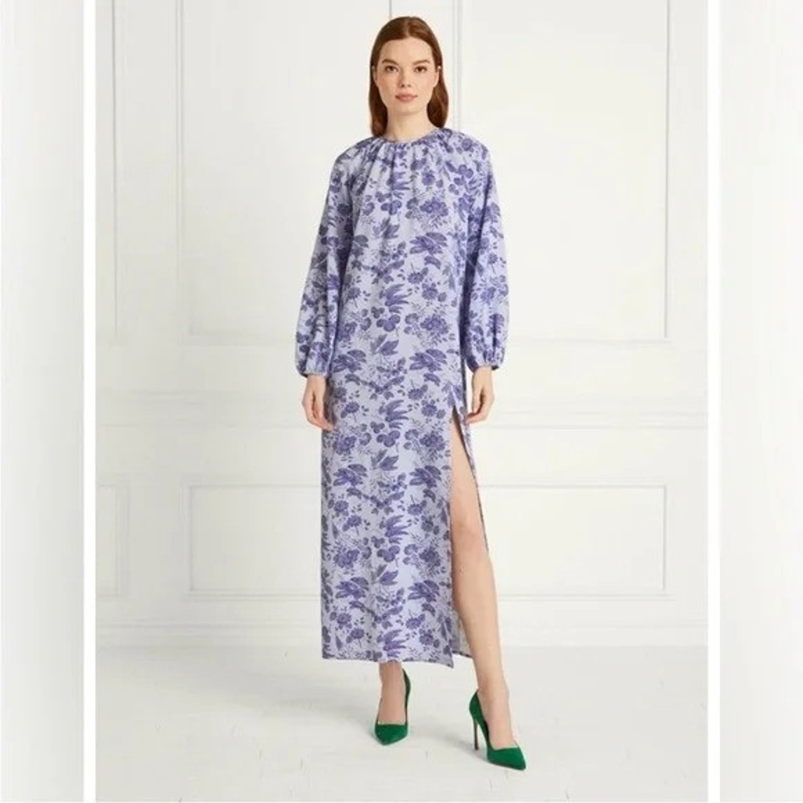 NWT Hill House Women's The Simone Maxi Open Back Dress Lilac Floral Tonal Size L