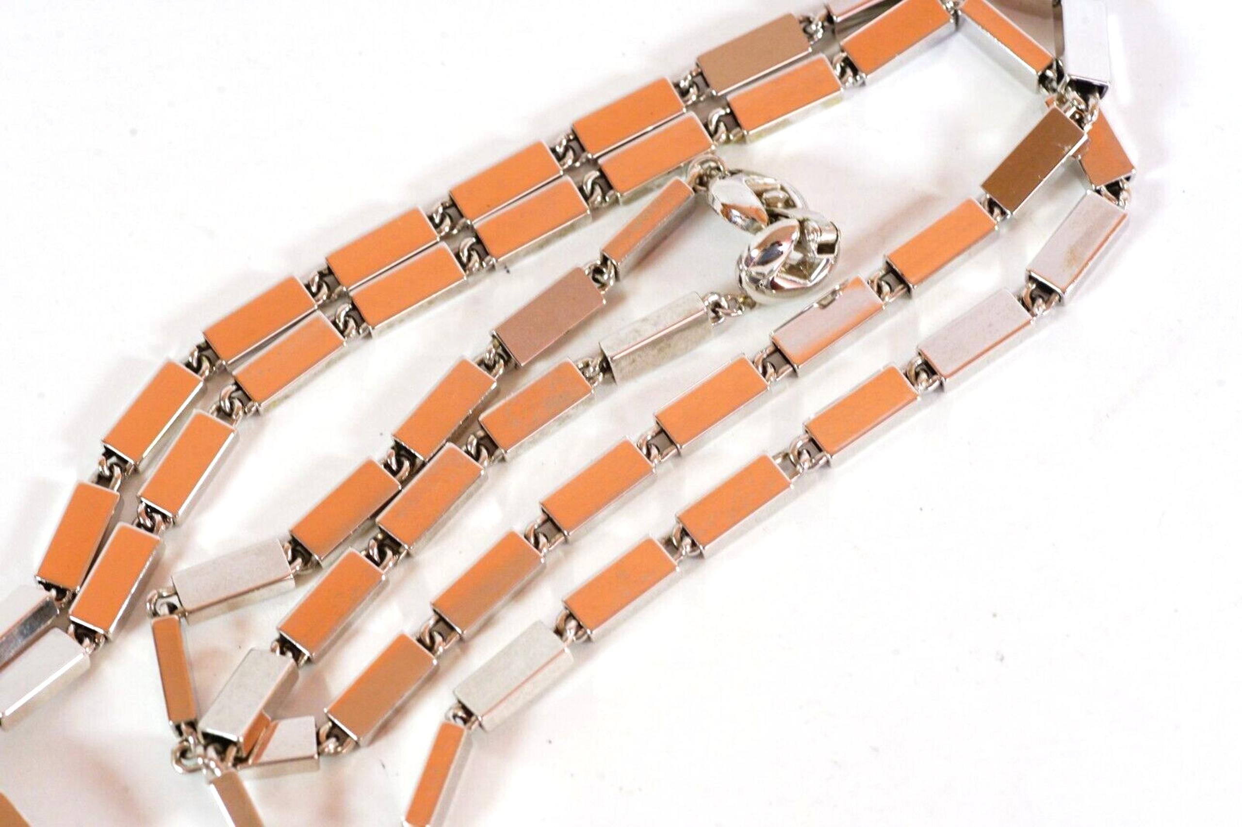Large Geometric Modernist Mirror Chrome Pendant Necklace - Monet