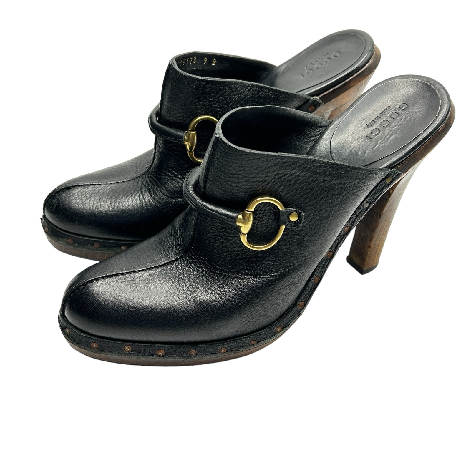 Gucci Tom Ford Horsebit Clog Mules Size 9 (8.5) Black Leather Joplin Heels