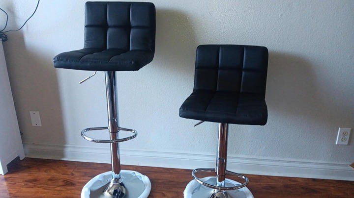 Bar Stools Modern PU Leather Adjustable Swivel Barstools, Armless Set of 2