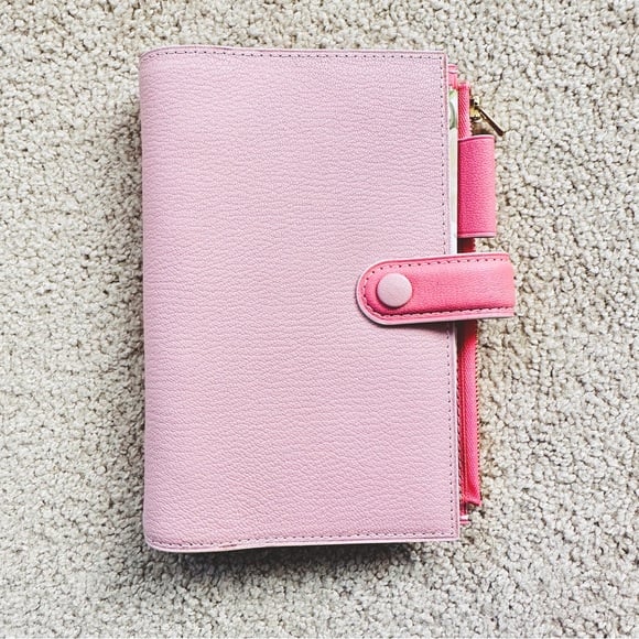 Handmade Chèvre Sully Leather, A6 Personal Size Planner, Binder, 6 Rings