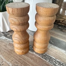 Vintage MCM wooden salt and pepper shakers.