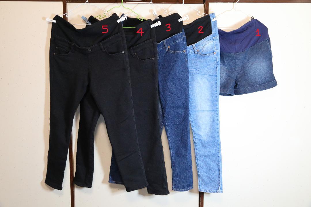 Maternity clothes, 5 pieces: 4 pants + 1 shorts.