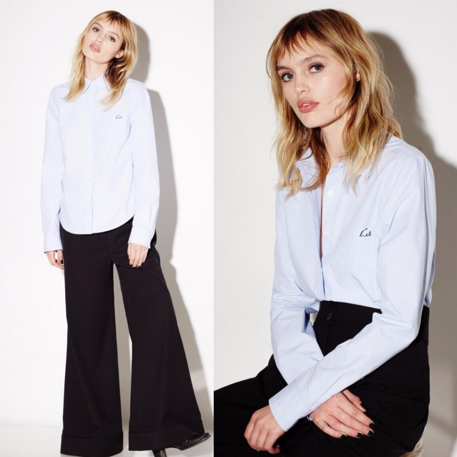 Equipment Kate Moss French Blue Button Up Oxford Blouse 100% Cotton Size Medium