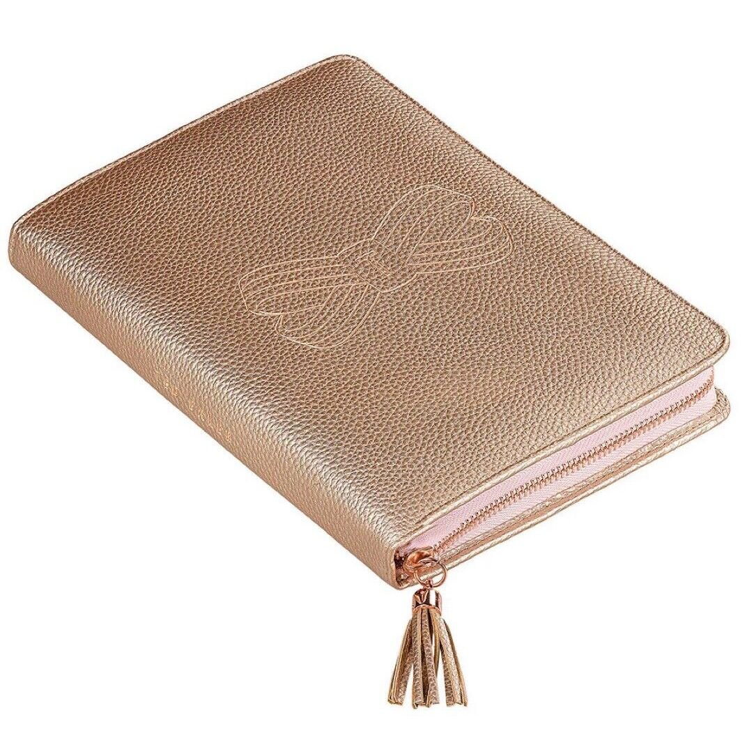 Ted Baker London- A5 Tassel Notebook Zip Around Gold Folio Brand New Sealed