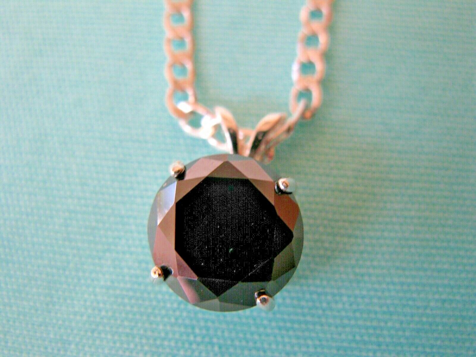 6.60ct 100% REAL NATURAL BLACK DIAMOND NECKLACE,CERTI FICATE,FREE DIAMOND TESTER