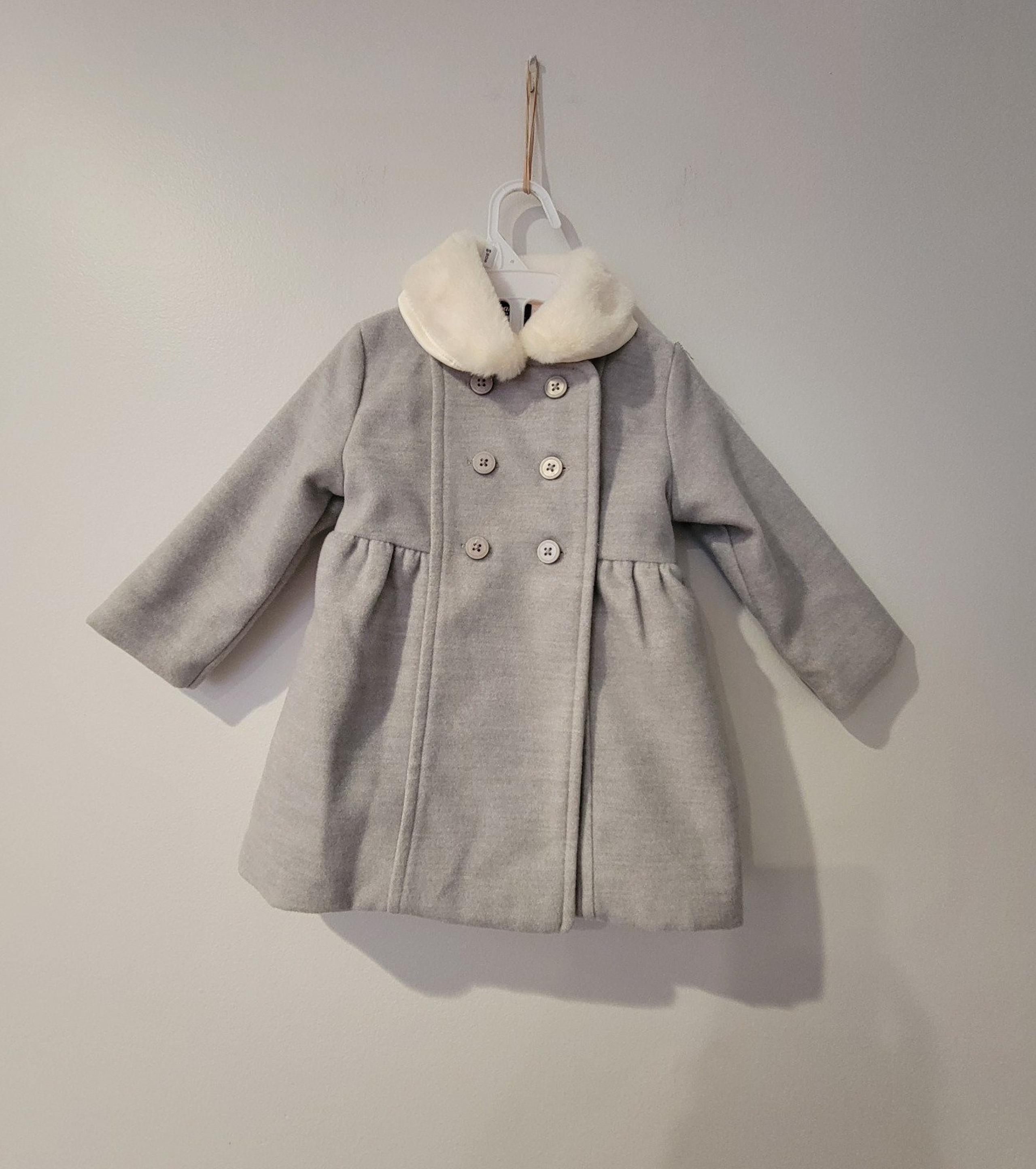 Baby B'Gosh Gray Pea Coat with Faux Fur Collar Size 12M