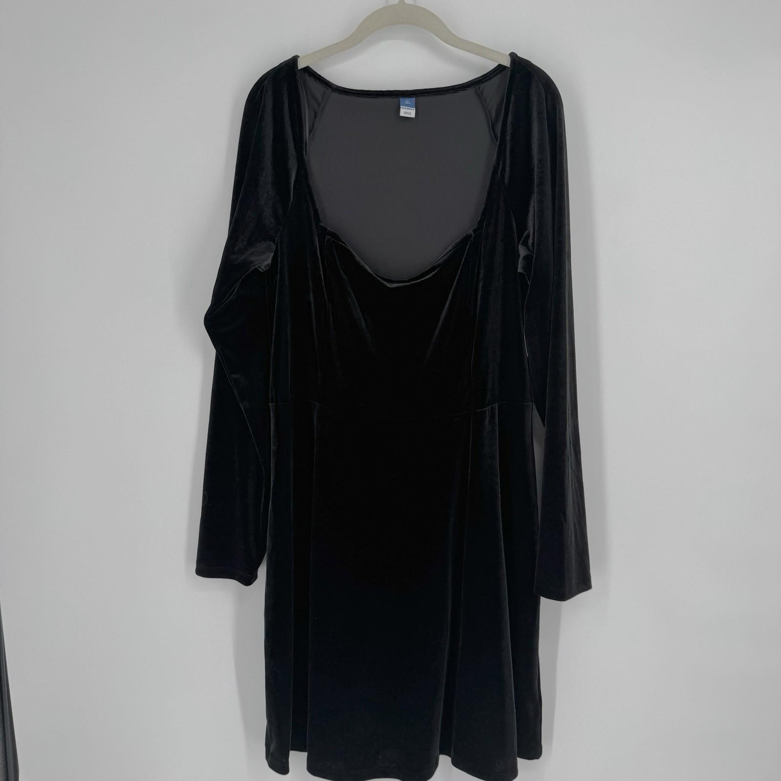 Old Navy dress XL tall black velvet square neck goth grunge victorian whimsigoth