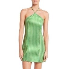 Faithfull the Brand Muthia Linen Mini Dress Bau-Bau Stripe Print Size 6 NWT